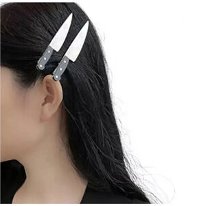Knife Hair Clip Barrettes – Horror Halloween Costume Hairpins – Set of 2